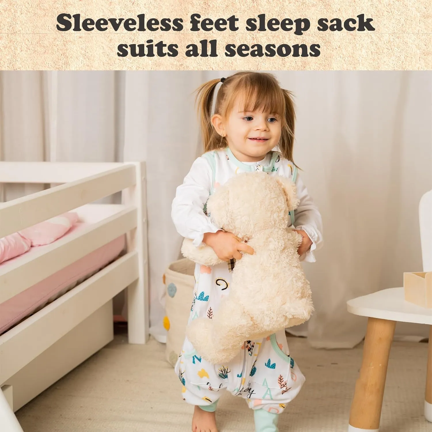 Toddler Sleep Sacks for 2t-3t, 1 Pack Baby Wearable Blanket with Feet, Sleeveless Breathable Sleep Sacks for Baby Boys and Girls