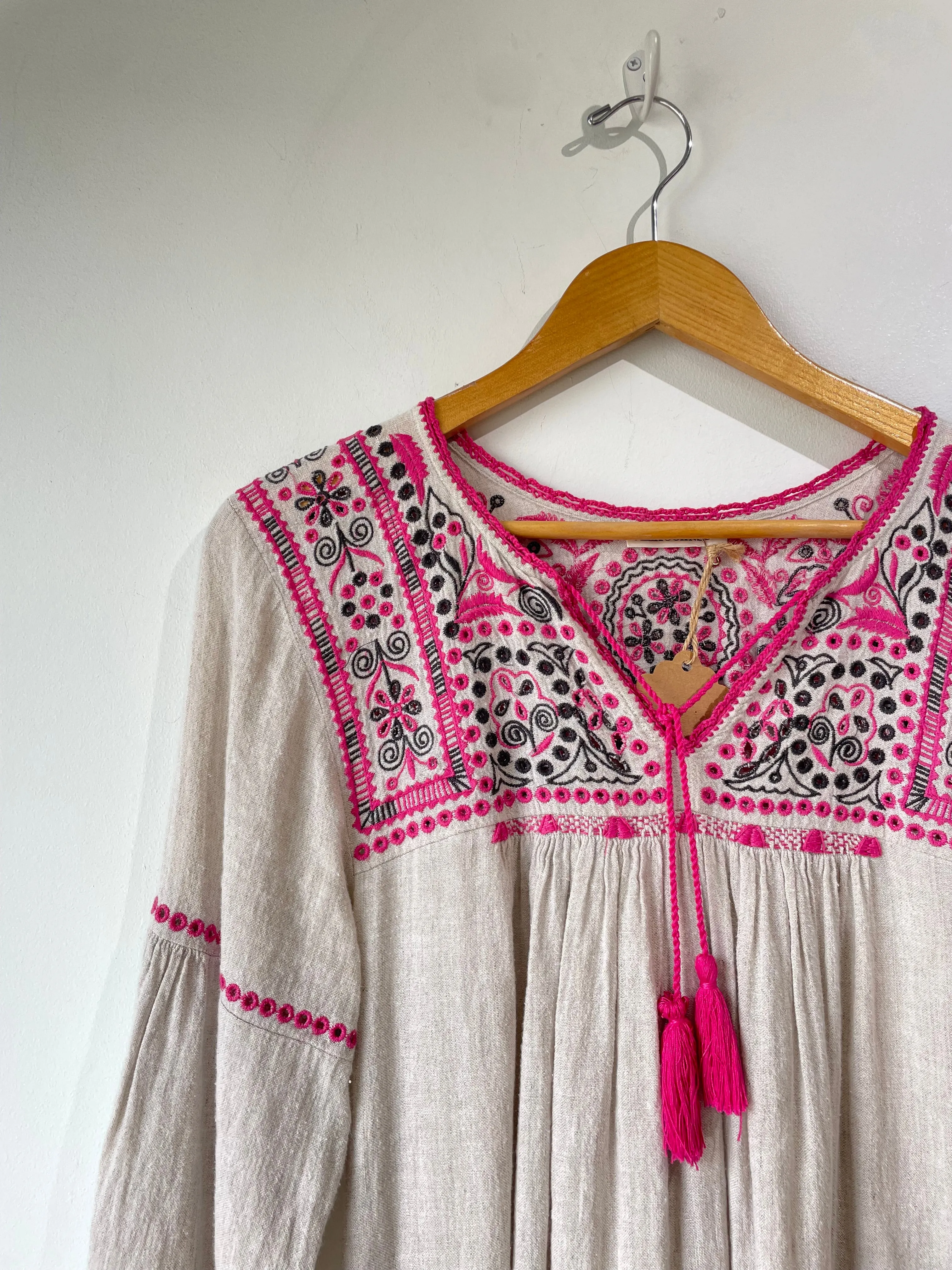 Ulla Johnson Raw Silk Embroidered Dress