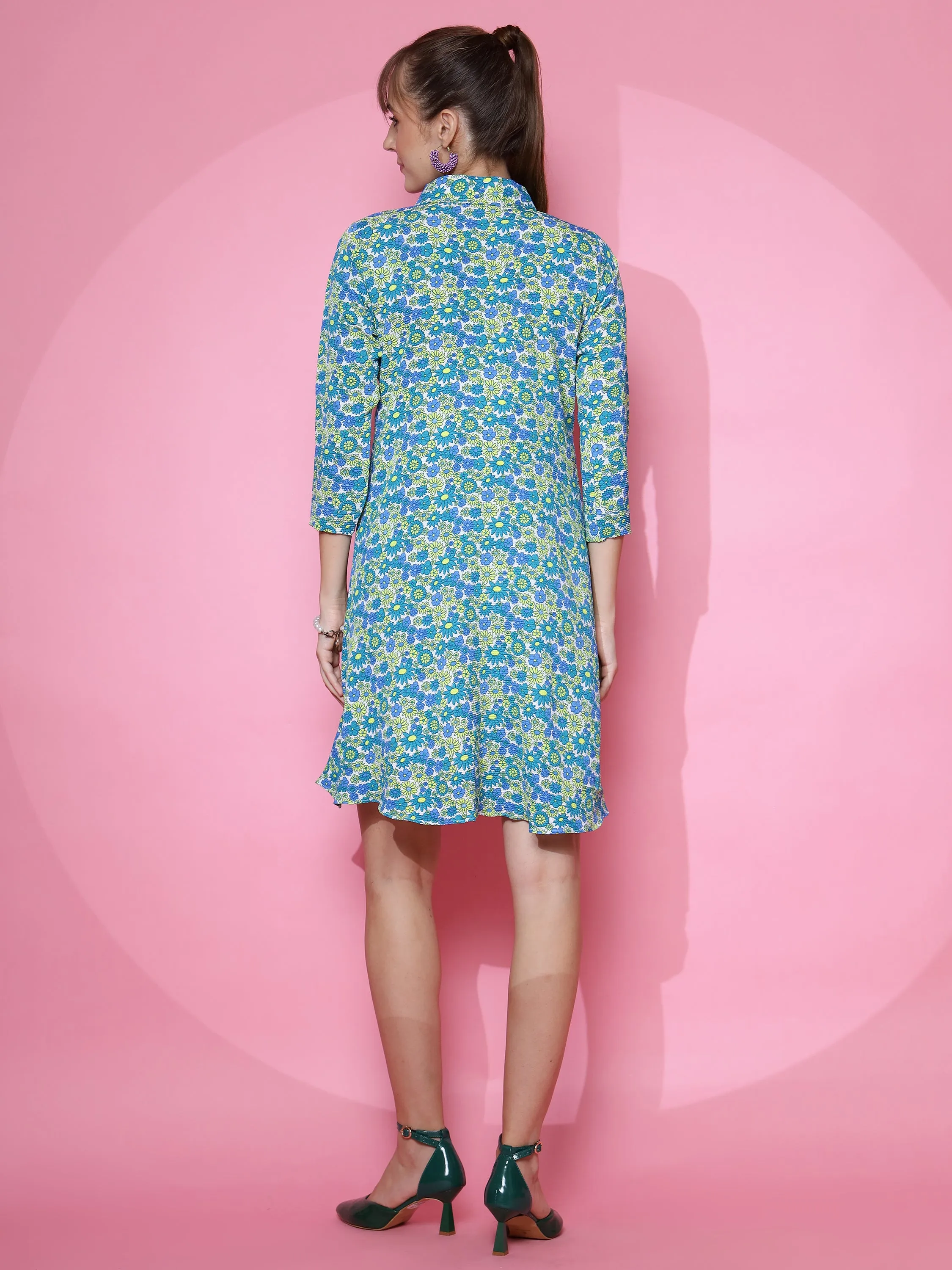Women Smart Casual Half Sleeve Shirt Dress