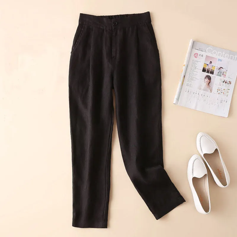 Women's Casual Loose Baggy Linen Straight  Summer Thin Harem Pants