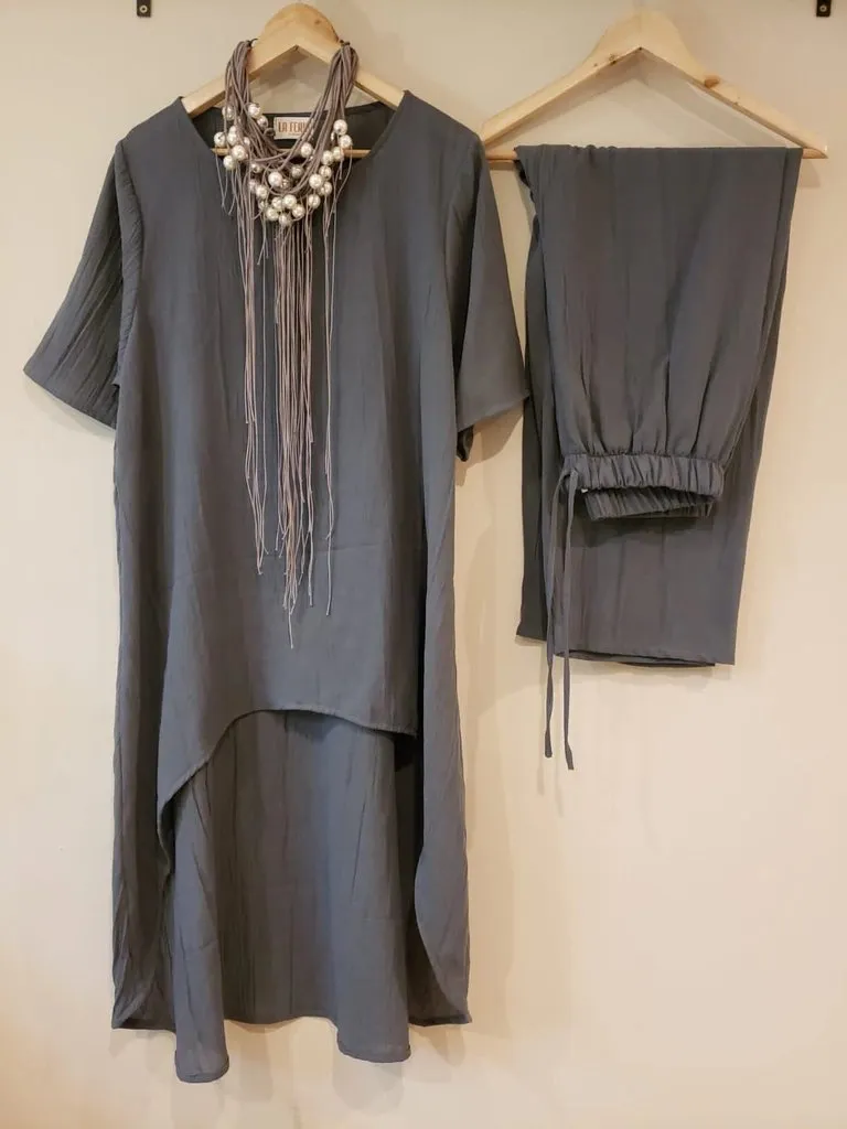 Women's Casual Solid Color Linen Top and Wide Leg Pants Set