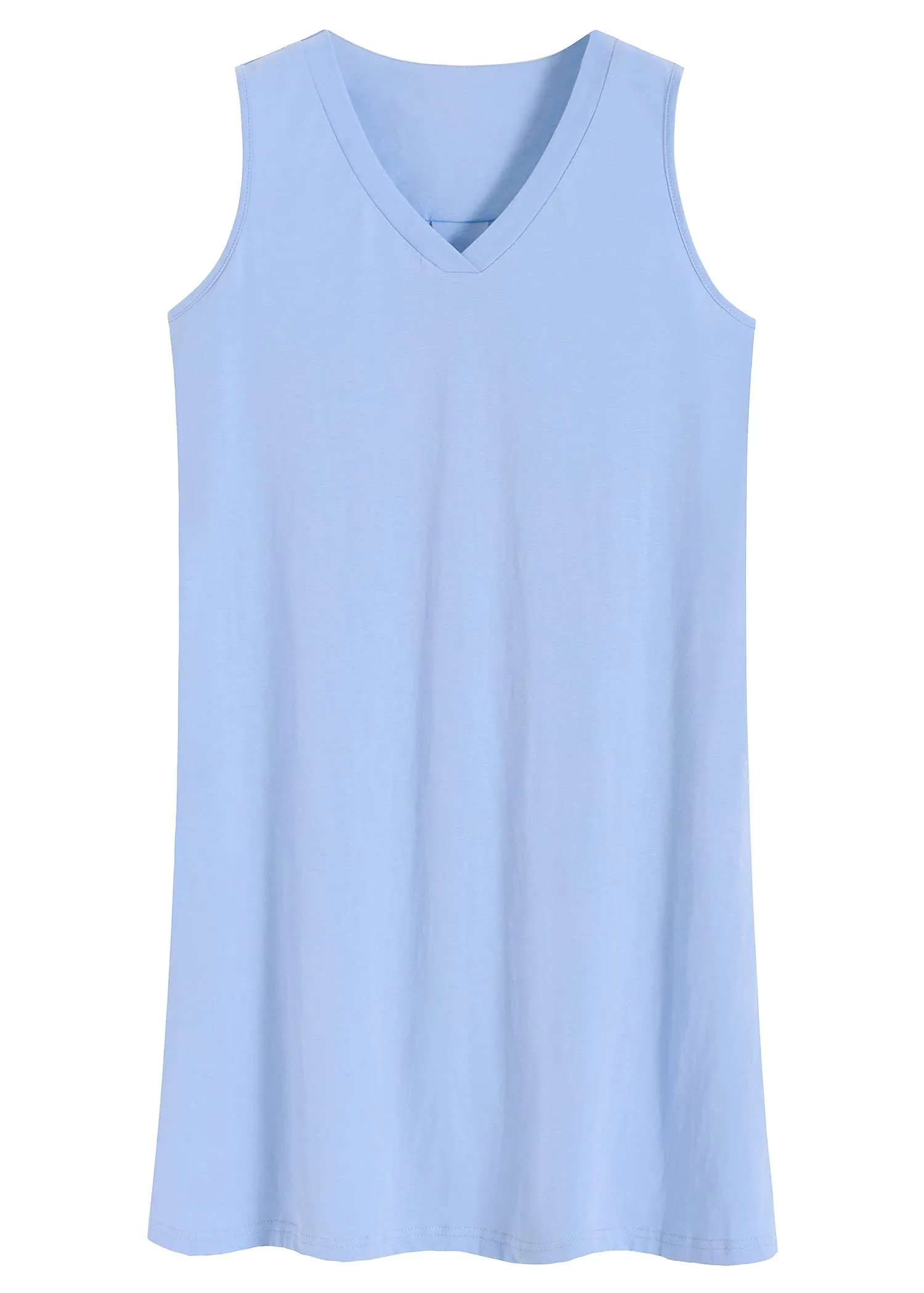 Women's Cotton Sleeveless Short Nightgown Soft Sleep Shirt with Pockets