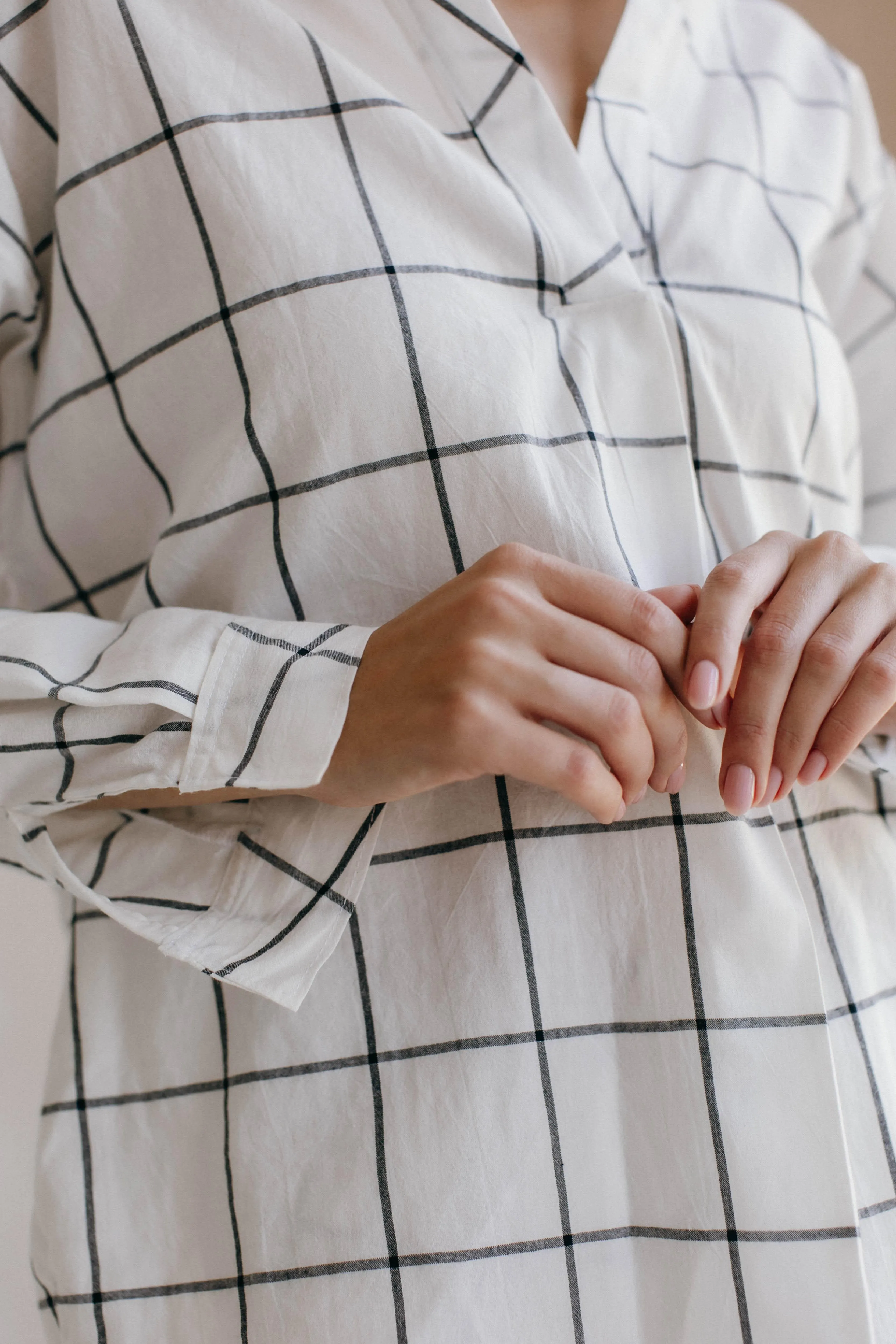 Women's Pajama Set – Gridded White