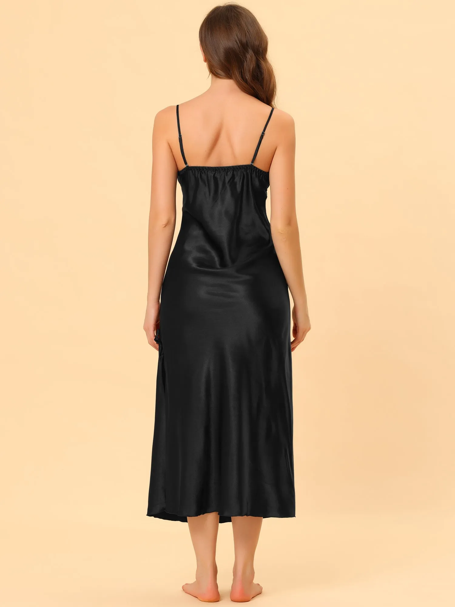 Women's Satin V Neck Sexy Nightdress Soft Lounge Dress