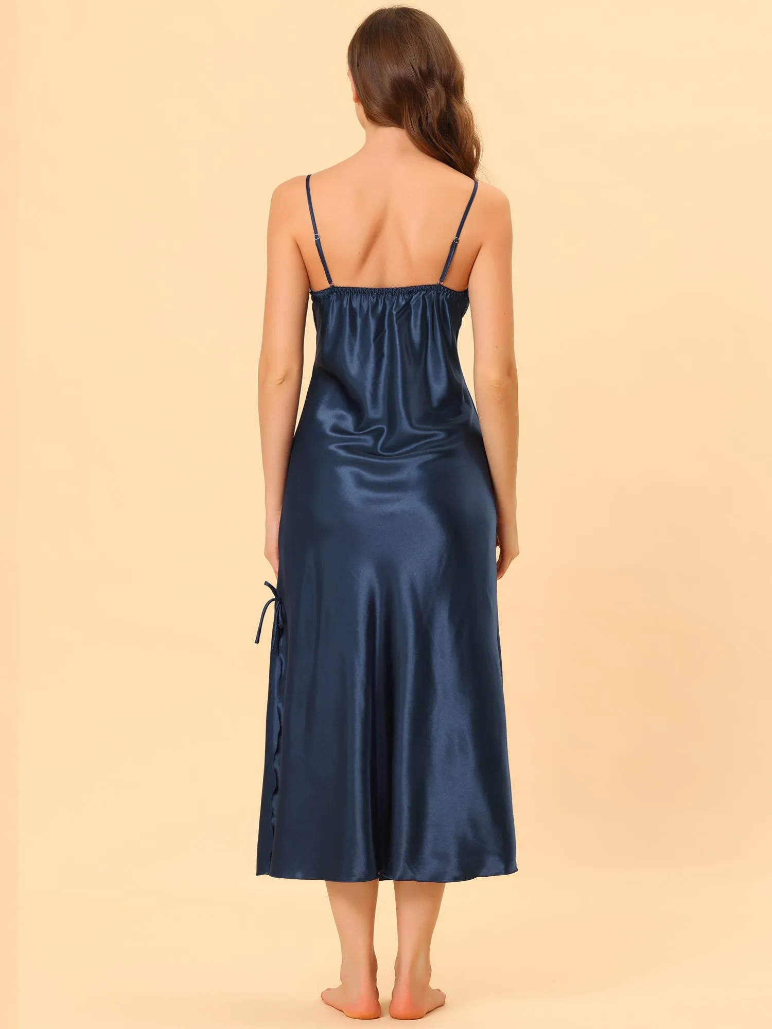 Women's Satin V Neck Sexy Nightdress Soft Lounge Dress