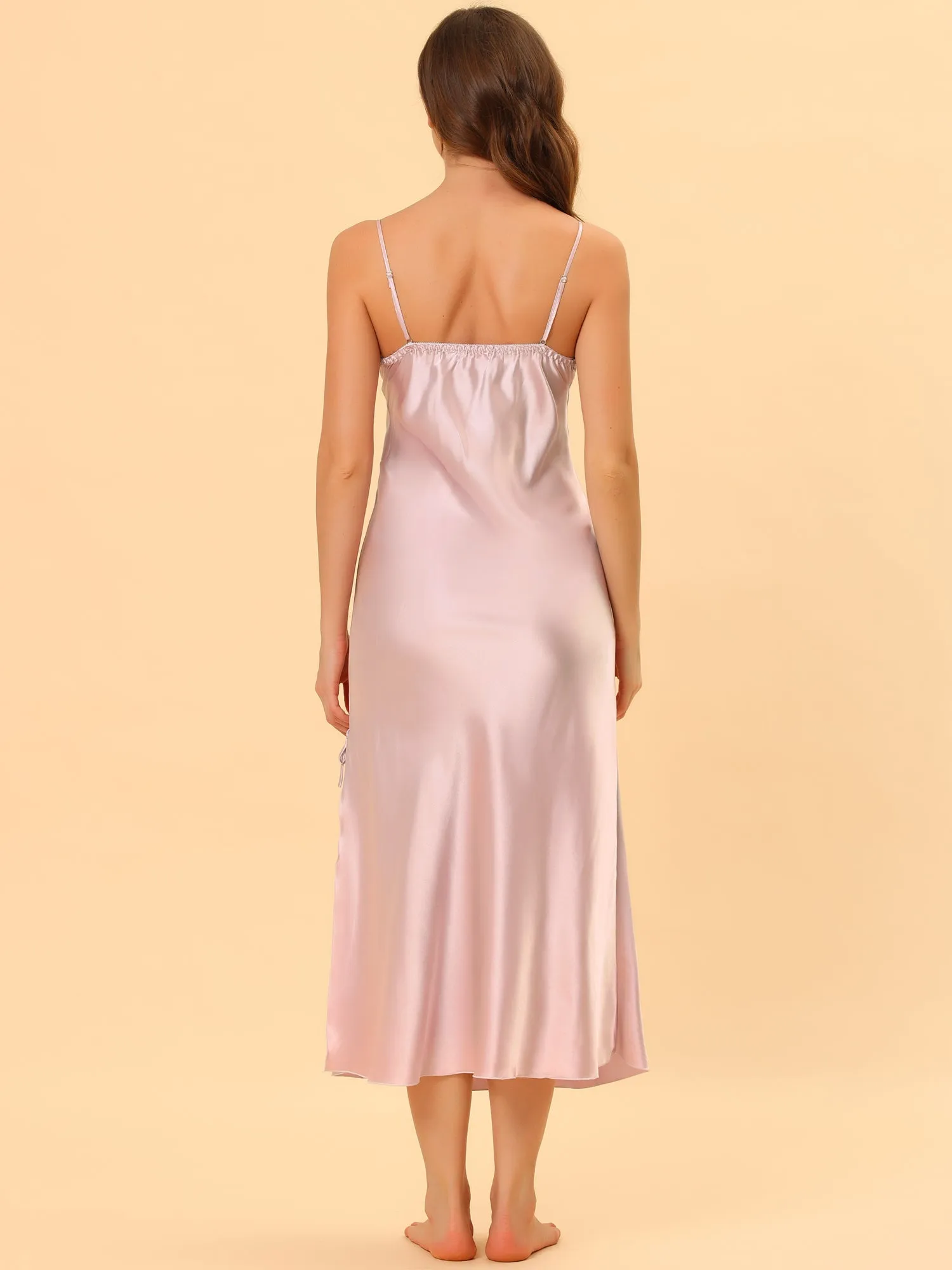 Women's Satin V Neck Sexy Nightdress Soft Lounge Dress