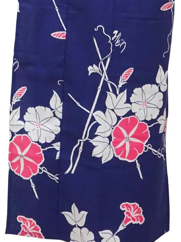 YUKATA with sash belt. made in Japan. Midori Yukata "Navy Blue Morning Glory / 紺朝顔"